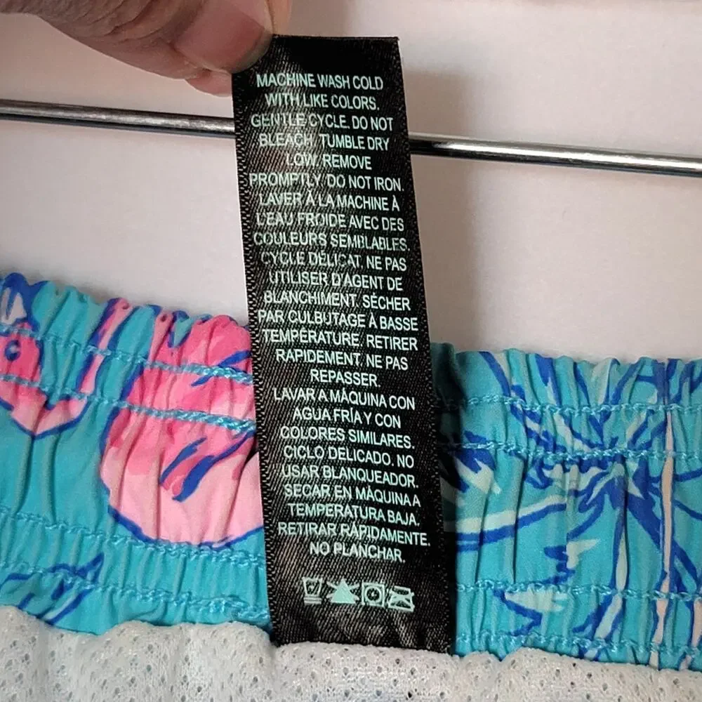 2/$15 Hot Coals Mens Lined Board Shorts Swim Trunks Tropical Teal Flamingos XL